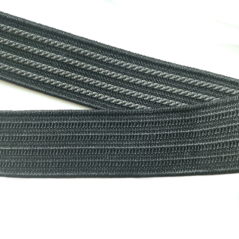 3/4" Black Non Slip Gripper Rubber Fabric Elastic Ribbon Webbing for Bike Shorts, Cuffs of Ski-Wear, Underwear