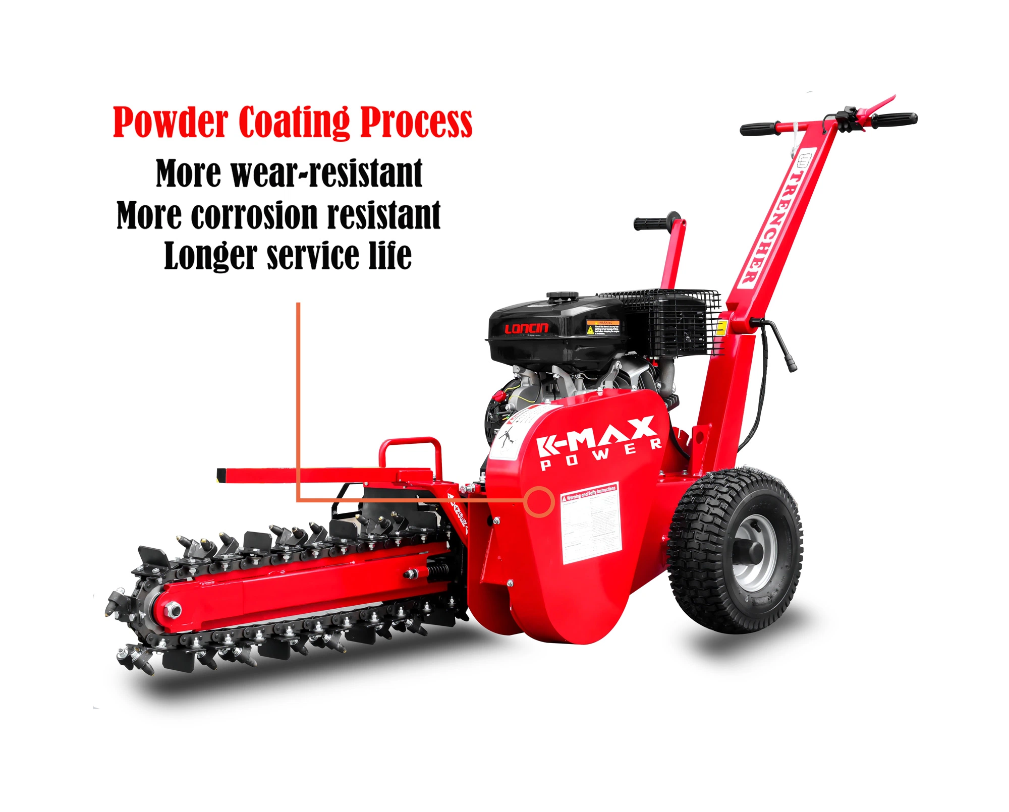 K-Maxpower 15HP 600mm Gasoline Mini Chain Trencher Machine Digger with CE Certificate