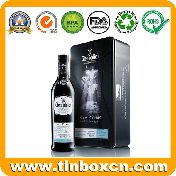 Retângulo vazio Vinho de metal da caixa de estanho para Single Malt Scotch Whisky