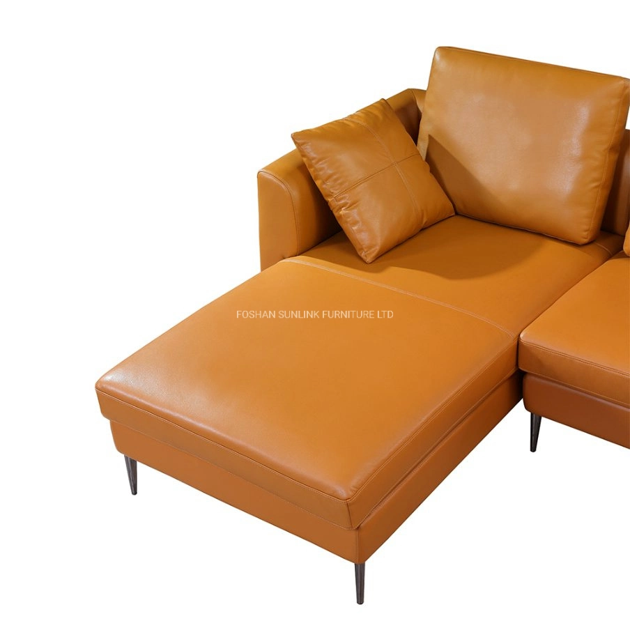 Sunlink Foshan Factory Quality Modern Italian Home Sleeper Corner Leather Sofa Living Room Furniture