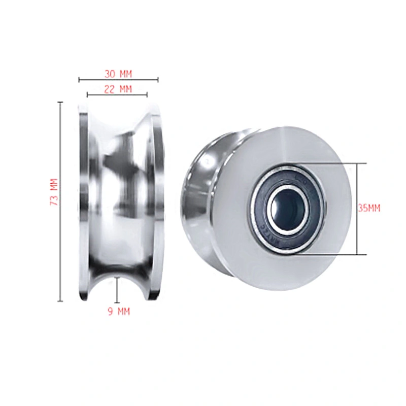 Fabricant de ventes directes de la poulie en acier inoxydable de haute précision sur le fil de la corde de la poulie de traction U-type de type V-H-type de voie de la porte de la poulie de levage