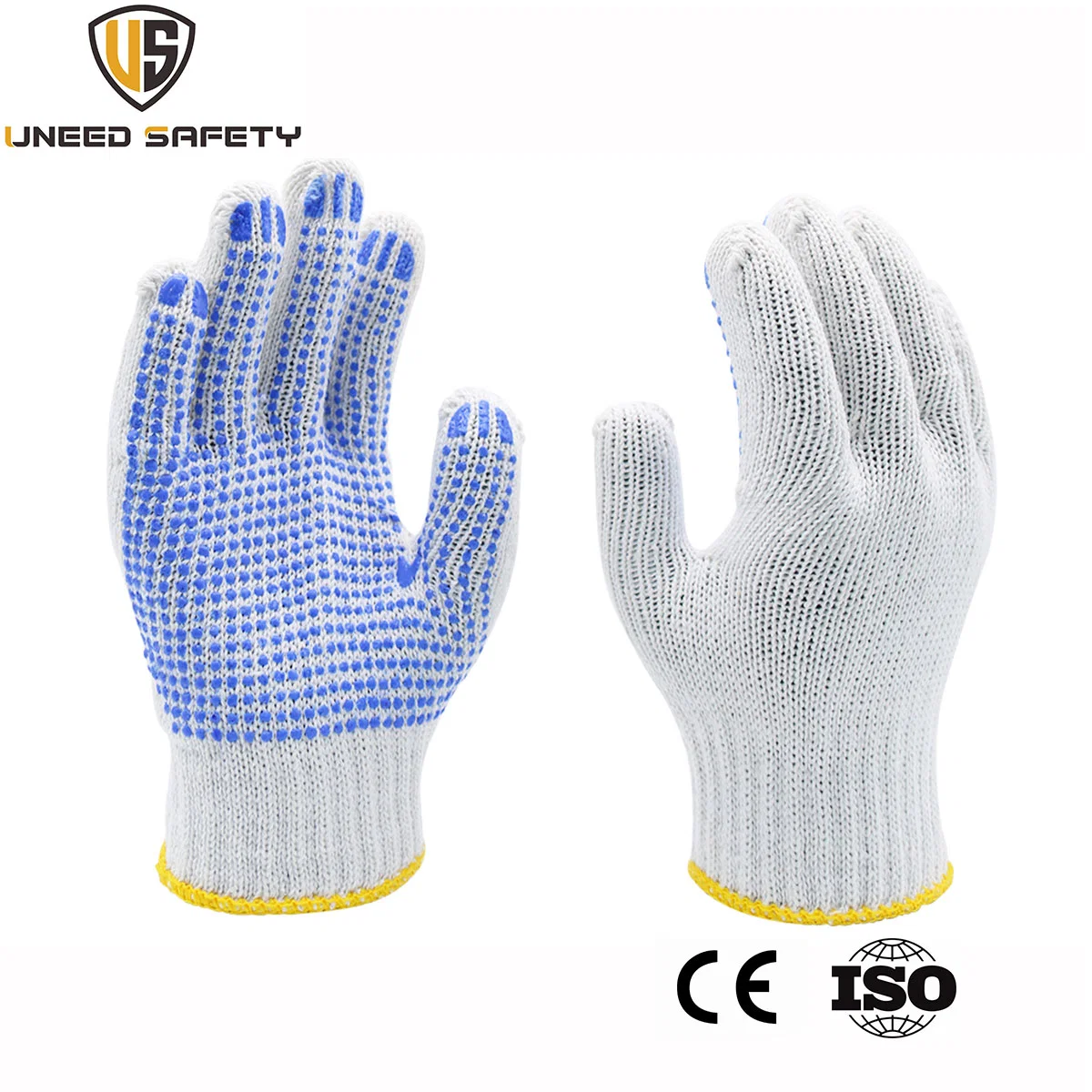 2021 China Hot Sales 10g Knitted White Yarn PVC Dotted Cotton Labor Work Gloves