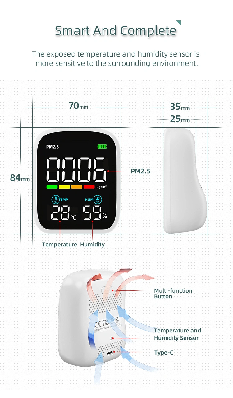 Intervalo de detecção de PM2,5 Detector, Instrumento Pm2,5 para uso doméstico e profissional no Teste de Qualidade do ar interior, Casa Nova Analisador do testador