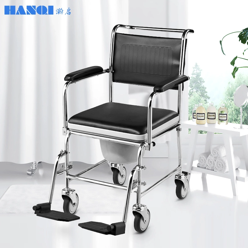 Low Price and Portable Disabled People Product Mobility Aids Folding Commode Wheelchair