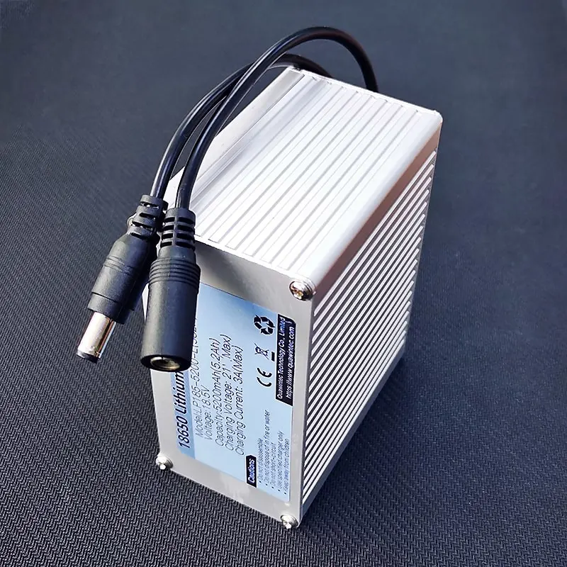 18V 18,5V 5200mAh 5s2P 18650 Lithium-Ionen-Akku Mit Aluminiumgehäuse und 5521-DC-Klinkenstecker