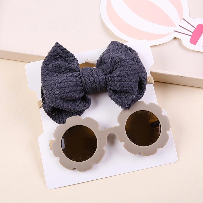 Bow Baby Headband DOT Sunflower Sunglasses Flower Round Eye Glasses 0-4t Elastic Hair Bands Headwear