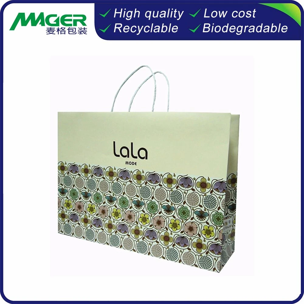 Customized Logo Printing Luxury Gift Packaging Kraft Shopping Tote Fashion Ribbon Jewelry Paper Bags