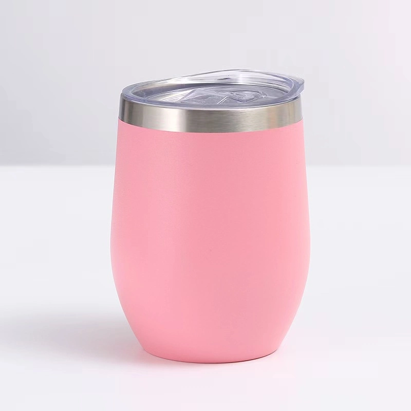 Stock Offer 12 Oz Egg Double Wall Stainless Steel Coffee Cup with Lid Different Colors