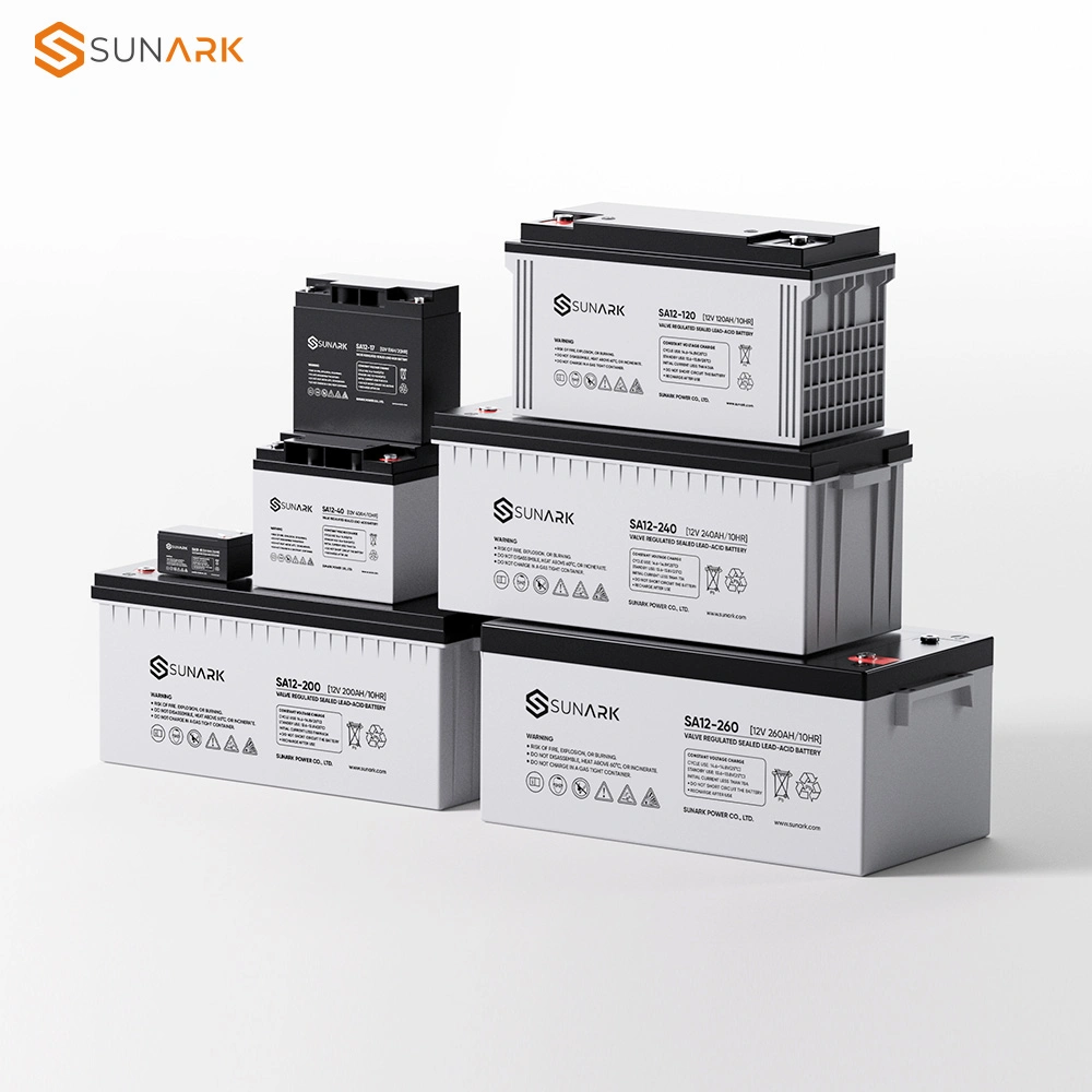 Compras en línea Mantenimiento gratuito Sunark plomo ácido batería Solar 12V 200ah 250ah 260ah baterías de plomo ácido