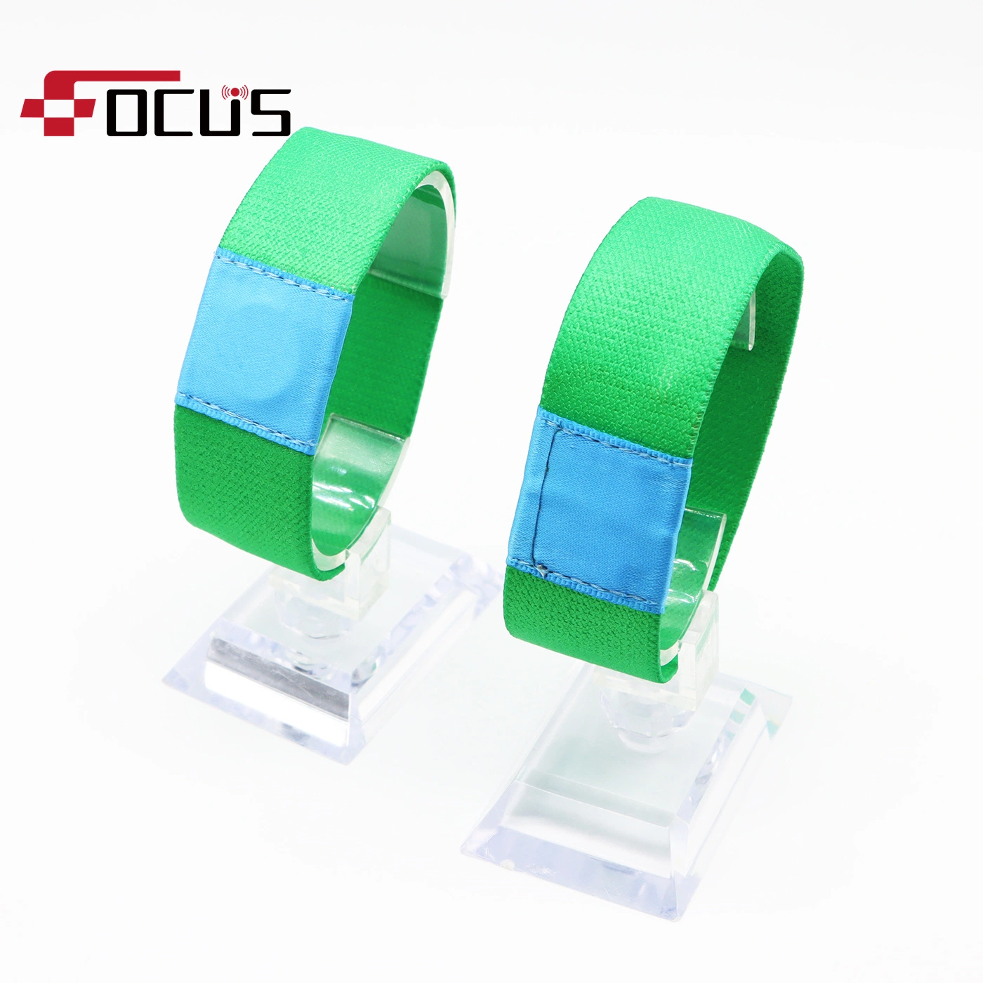 Customized Full Printing Woven Fabric Stretch Bracelet Elastic RFID Wristband