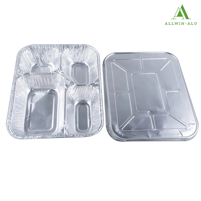 800ml Disposable 4 Compartment Foil Food Container/Tray/Pan/Plate for Fast Food