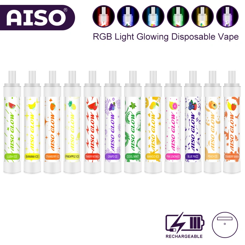 OEM Factory Price 8.5ml Aiso Glow 2600puffs LED Disposable/Chargeable Vape Pen