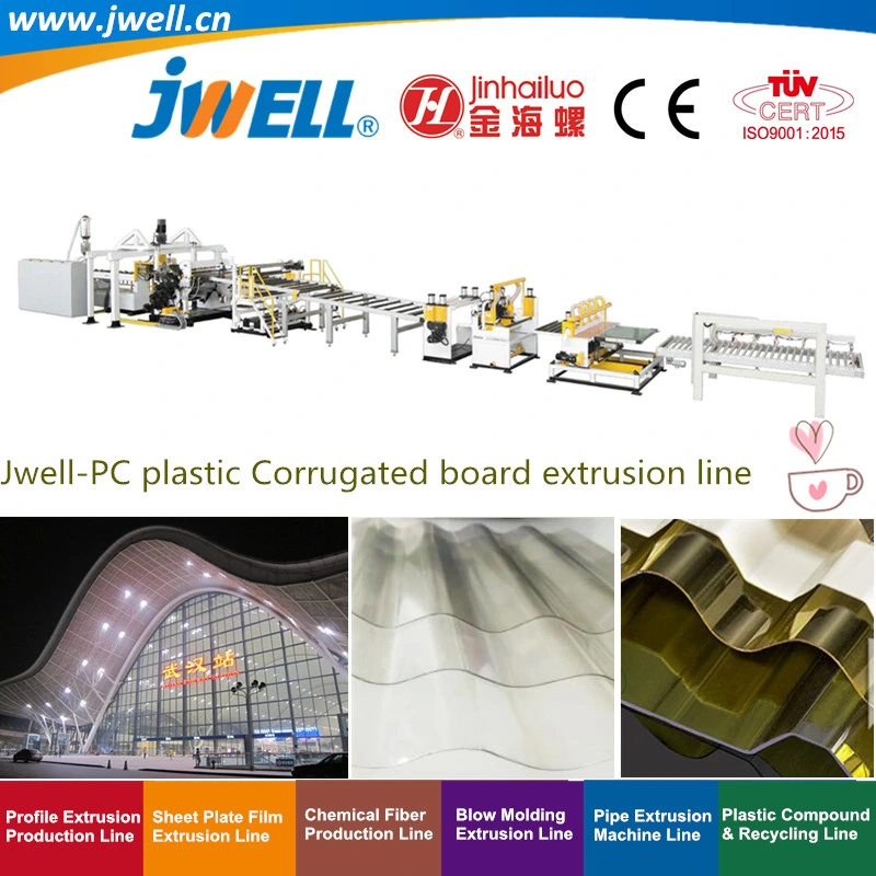 Jwell-PC Carton ondulé de recyclage de plastique de faire l'Extrusion Machine utilisée dans le toit pour les entrepôts|Constructions facile Piscines|Station de ski des champs|