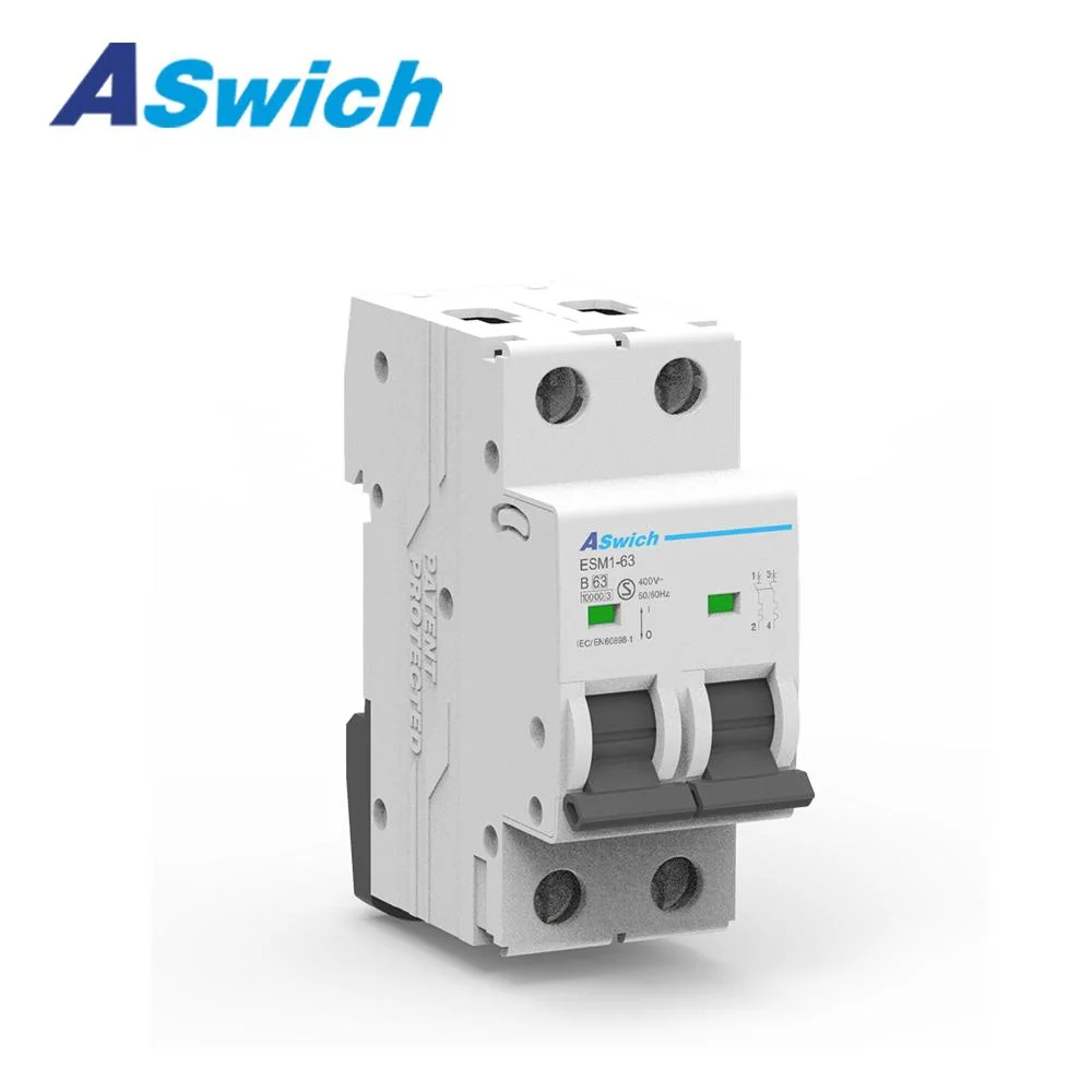 Esm1-63 Serie 10kA MCB 63A Elektrische Miniatur-Leistungsschalter Esm2-63 6kA 240/415V 1p 2p 3p 4p DIN-Schiene AC Mini Leistungsschalter