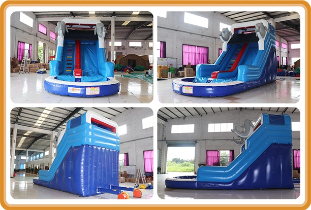 Dolphin Inflatable Water Slide Poolside Slide with Pool