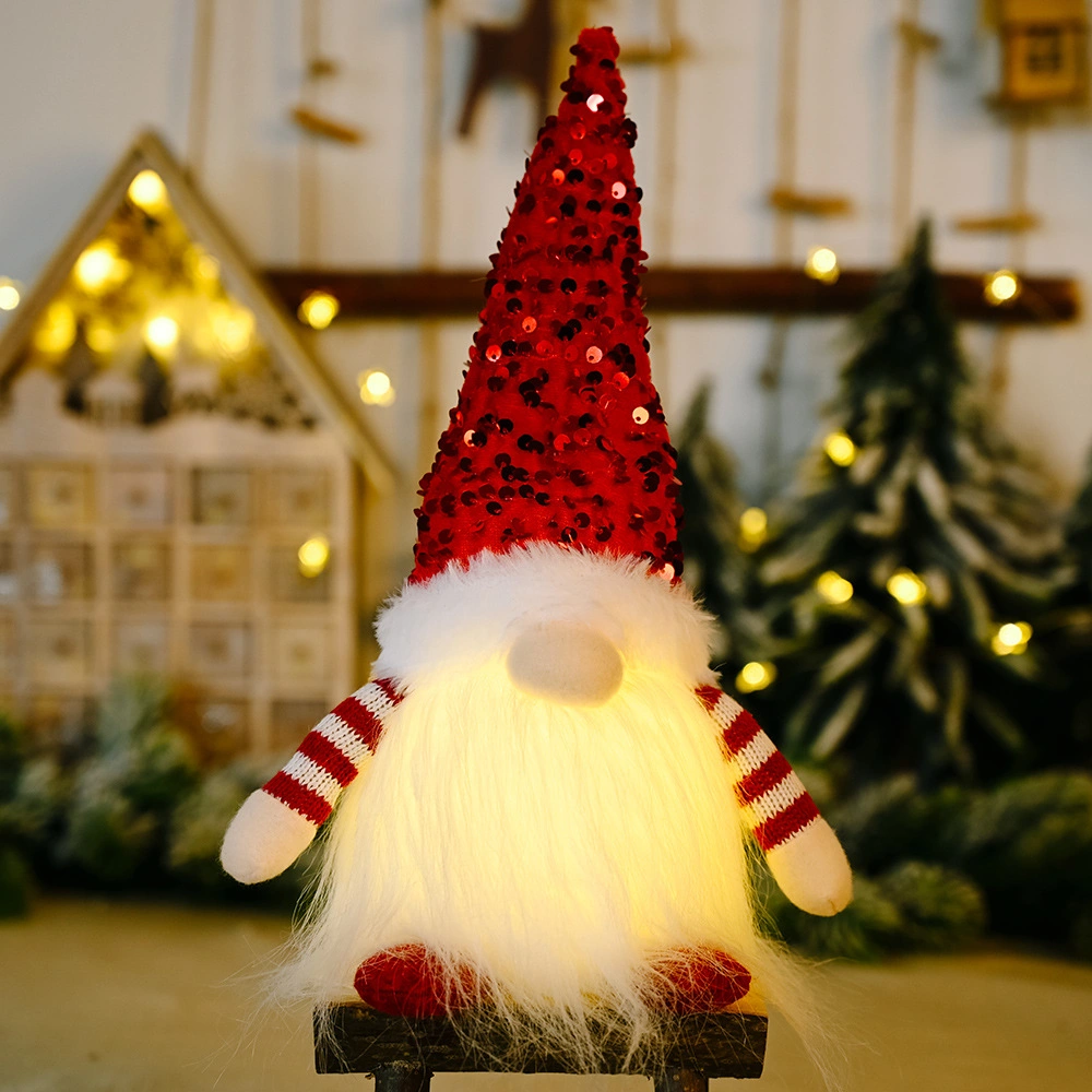 Christmas Light Faceless Doll Dwarf Rudolph Plush Decoration Glowing Toy