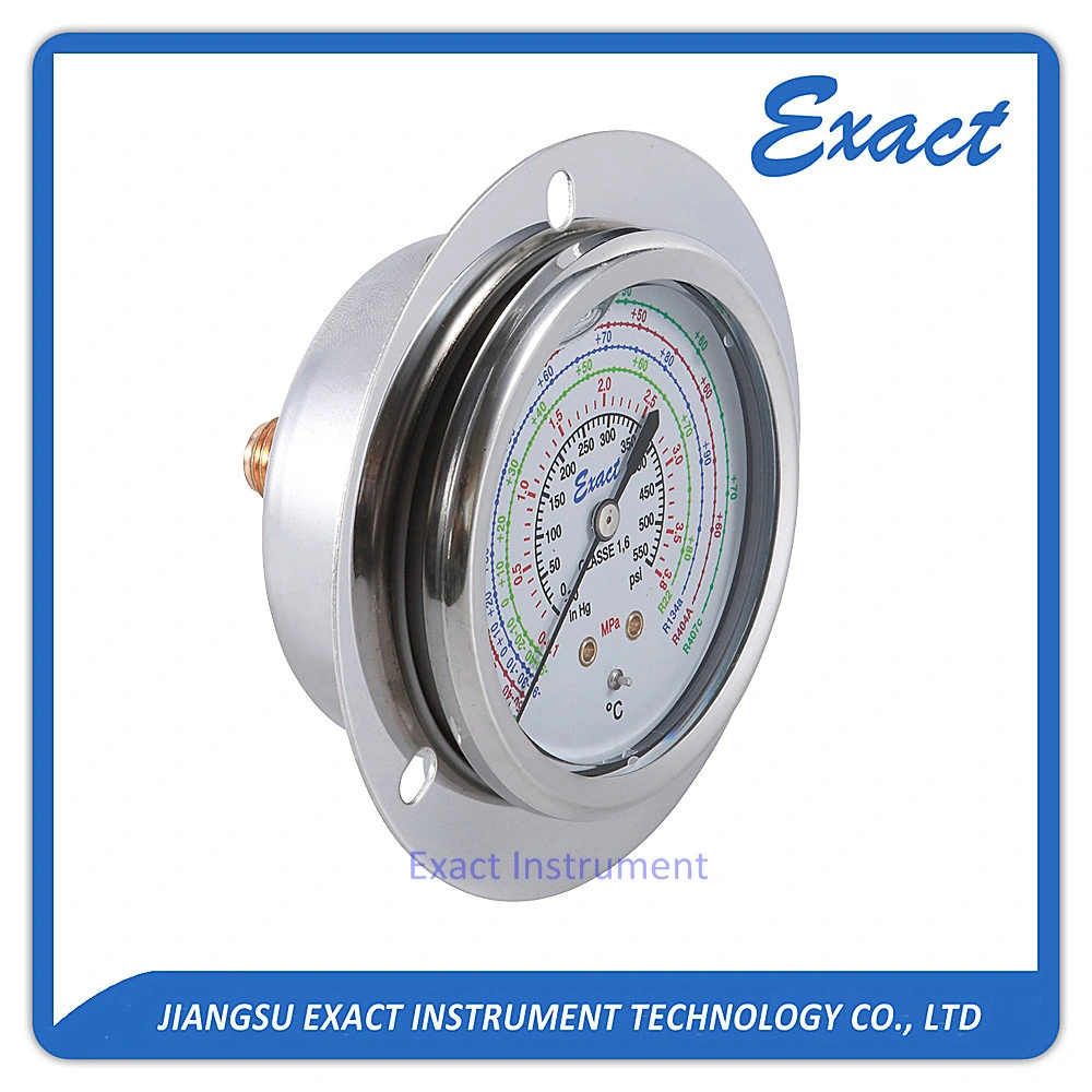 Manómetro de refrigeración de montaje en panel con la brida