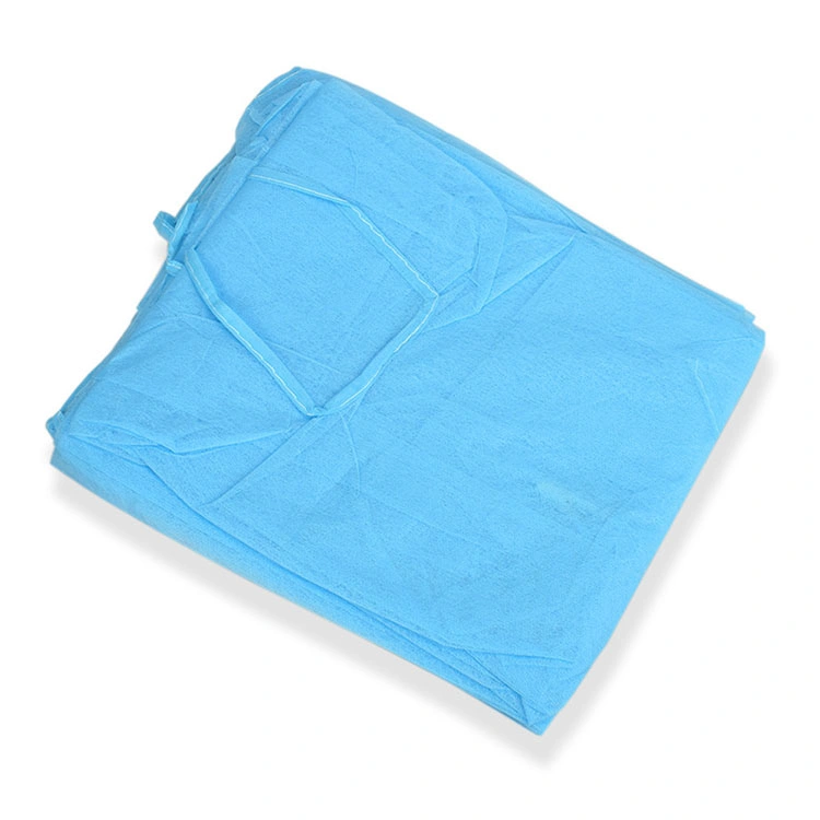 Personal Protective Equipment White Non Surgical Non-Woven Isolation Gown with Knitted Cuff