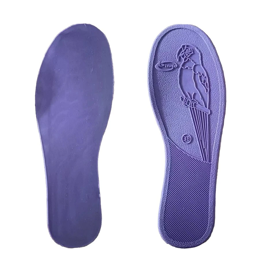 Bird Embossed TPR Schuh Sohle High Hell Slipper Außensohle Lila Benutzerdefiniertes Design Flexibles Material