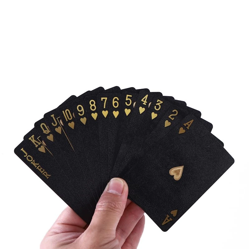 Diseño personalizado PVC Poker Tarjeta de juego PVC Negro Hoja