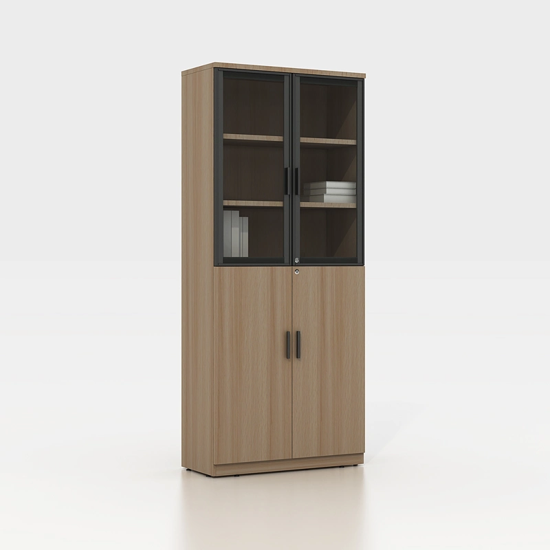 Library Furniture White Lockable Filing Cabinet Modern Wood Bookshelf with Doors