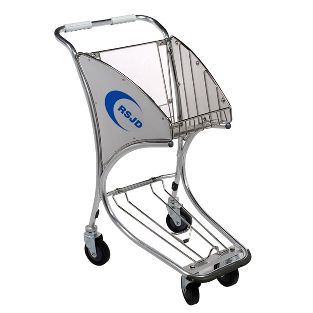 4 Wheels Duty Free Stainless Steel Airport Shopping Trolley Cart