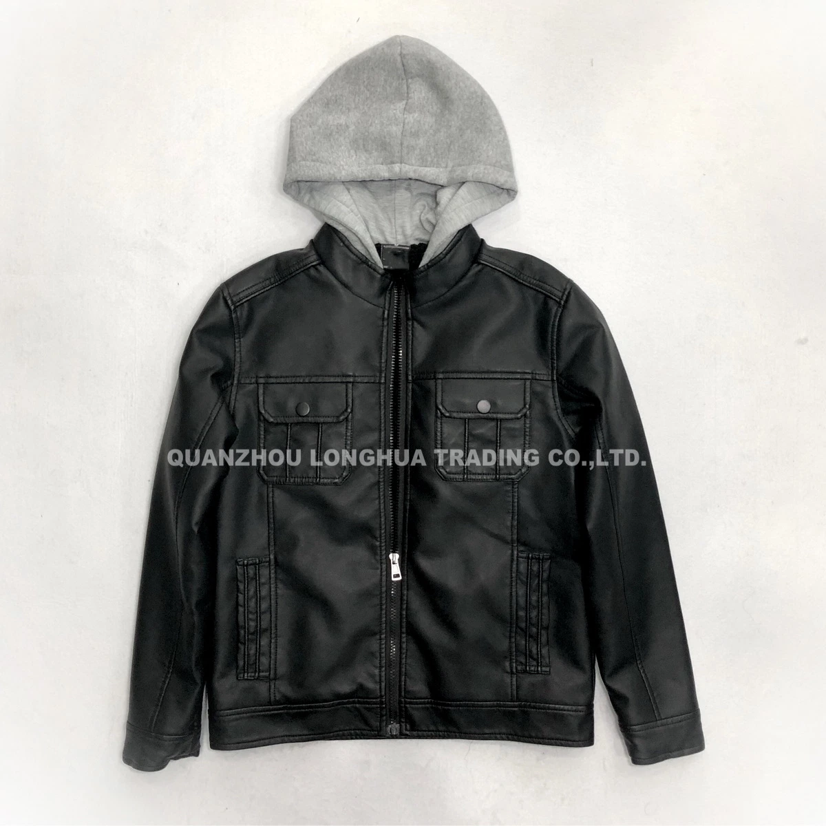 Men Jacket Boy Leather Jacket Winter Coat Black PU Apparel Fashion Clothes Hoody Clothing