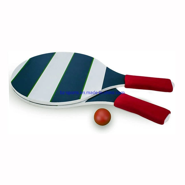 Pelota de playa promocionales Paddle Raqueta de madera MDF con un agarre cómodo mango de plástico de la bola de plástico