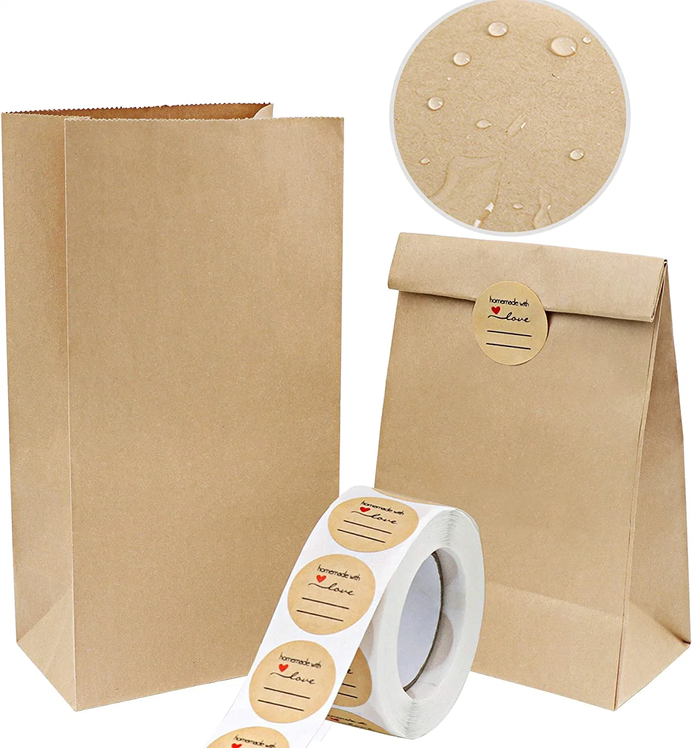 Factory Recycled Kraft Fast Food Bread Hamburg Sandwich Disposable Paper Bag