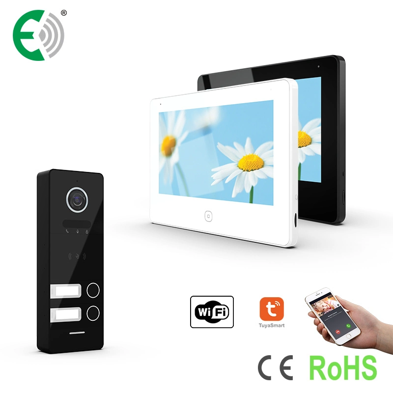 UTP/IP WiFi 7" Touch Screen Home Security Intercom Video Doorphone for 2 Families