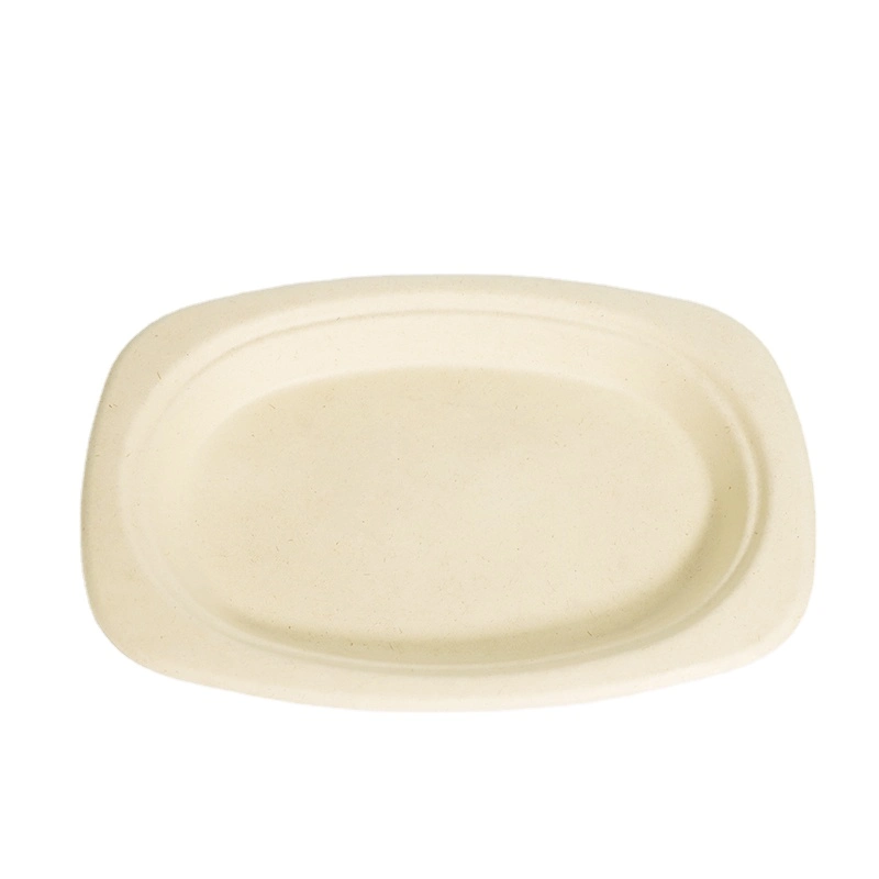 Biodegradable Sugarcane Bagasse Plates, Rectangle, Go-Green Eco-Friendly 100% Compostabledisposable Pulp Dish