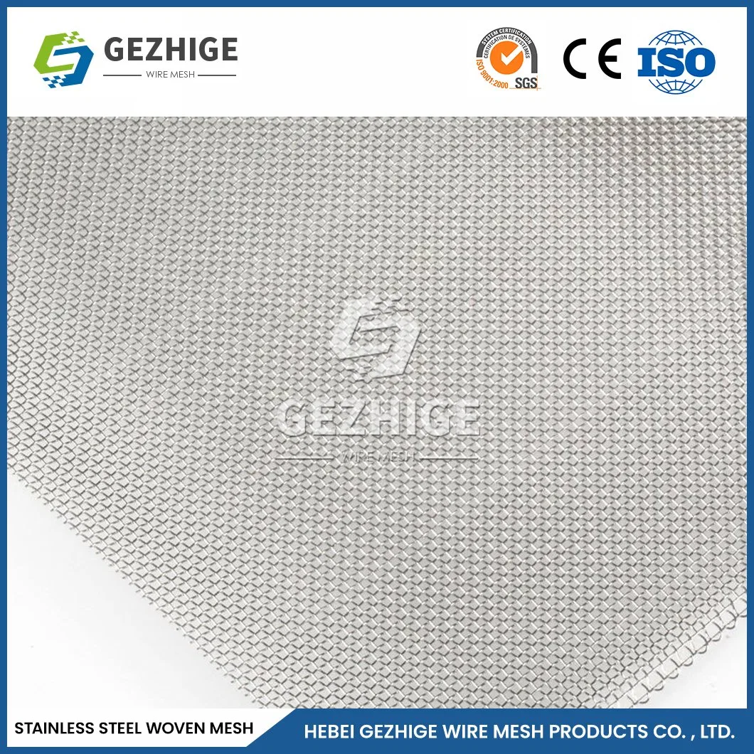 Gezhige Stainless Steel Mesh 150 Micron Screen Manufacturing China Green Chicken Wire Fence 0.154 Mesh 304 316 Micron Plain Weave Stainless Steel Wire Mesh