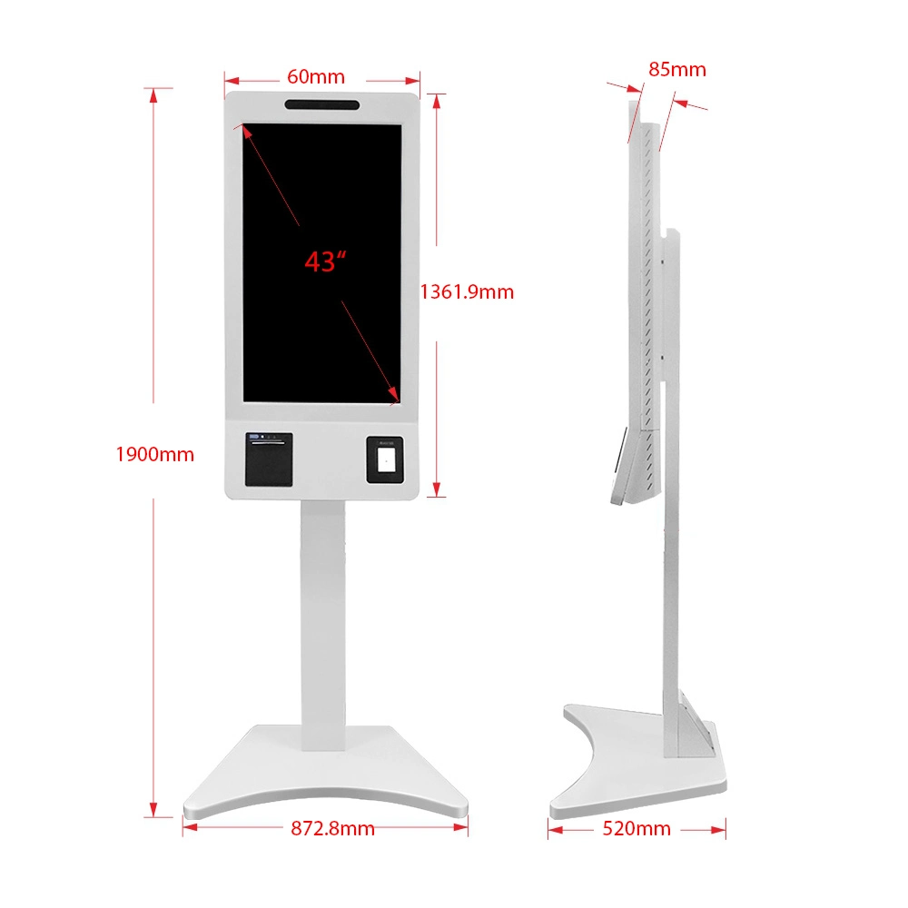 Black/White Intelligent Self Service Order Payment Kiosk for Restaurant Food Ordering