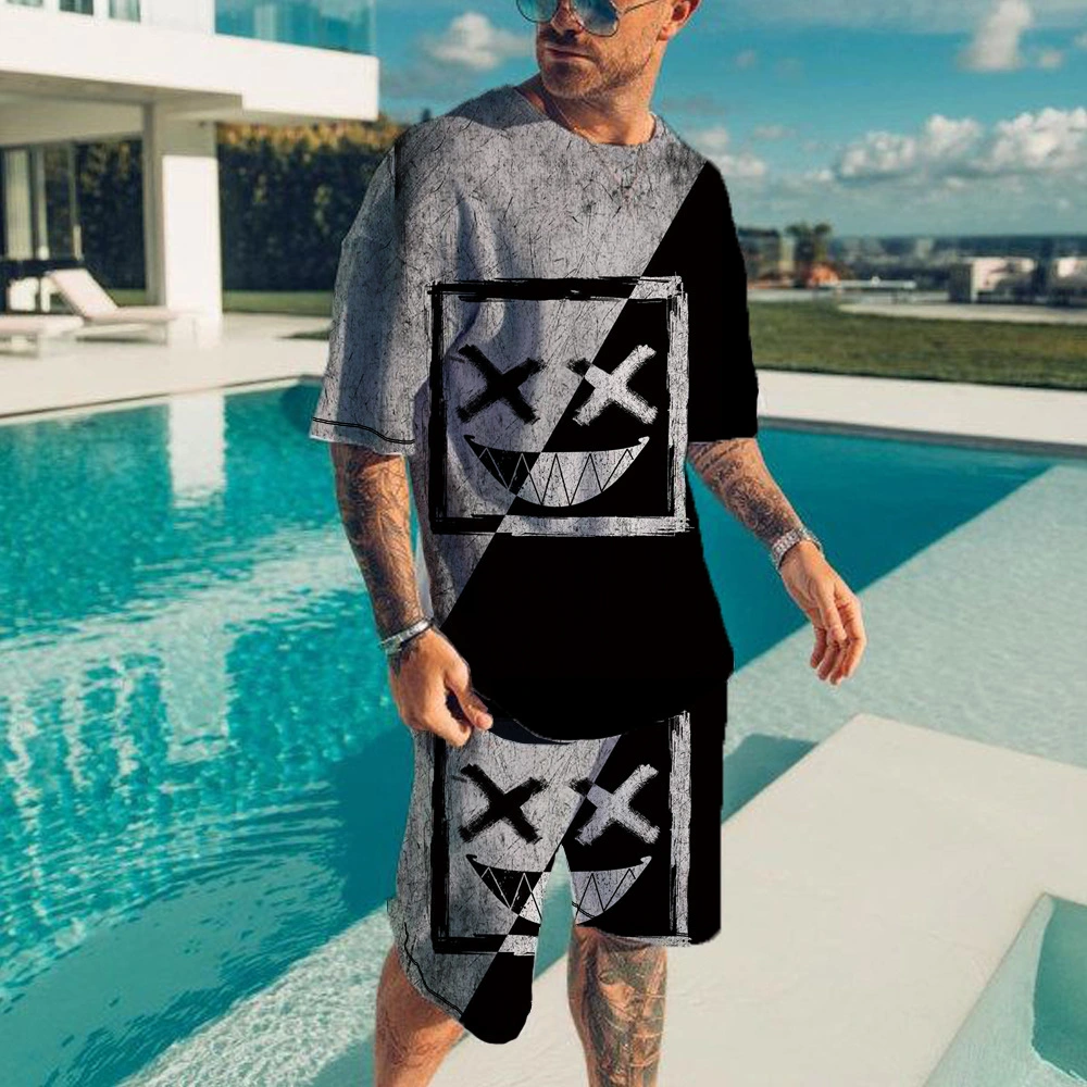 Summer 3D Print Casual Men Clothing Shorts Custom Brethable Top Shirt Set