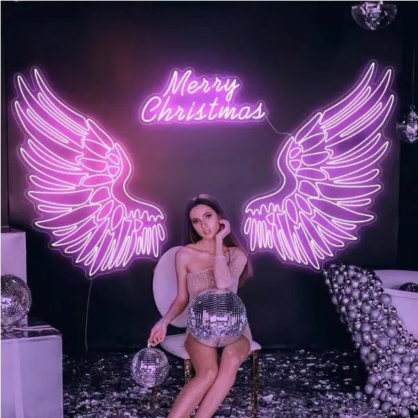 Factory Direct Sale Neon Light Sign Angel Wings Custom Light Acrylic 3D LED Neon Signs