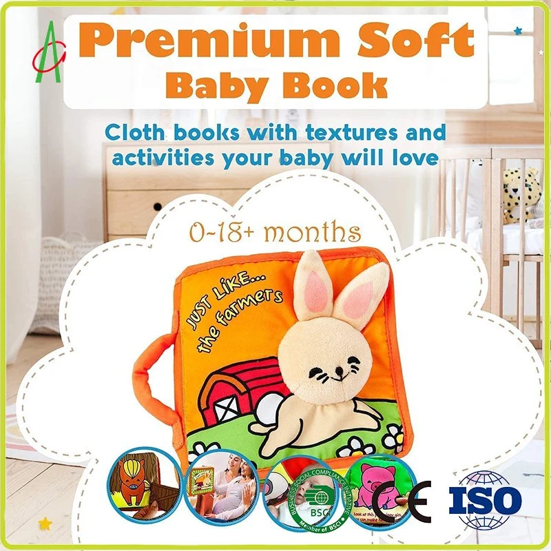 Lapin en tissu doux de qualité supérieure avec sons plissés Fun Interactive Parfait livre de Pâques pour les bébés