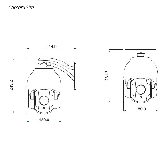 10X IP 60m HD IR de 4 polegadas alta velocidade média Câmara PTZ de segurança dome