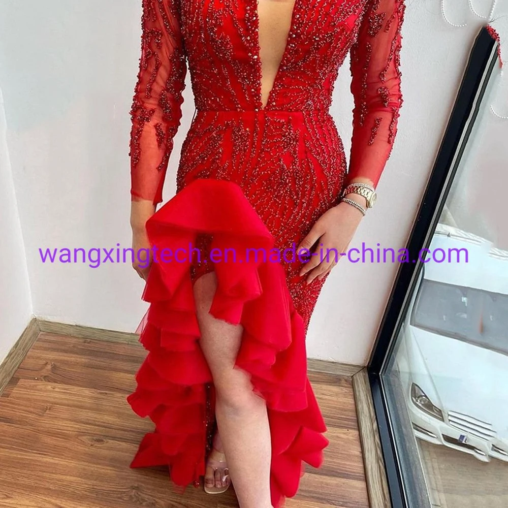 Online Sale 2022 New Women's Dress Toast Deep V Sequin Split Fishtail Wedding Evening Party Red Dress