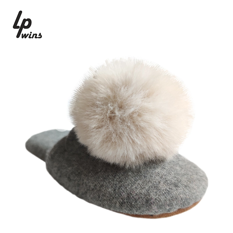 Fashion Ladies Furry Ball Slipper Custom Design Women Indoor Footwear