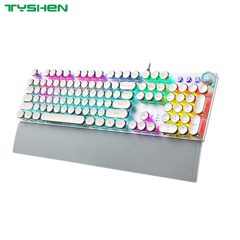 Mechanical Keyboard Punk Keys with Hand Support Multimedia Keys&Volume Knob