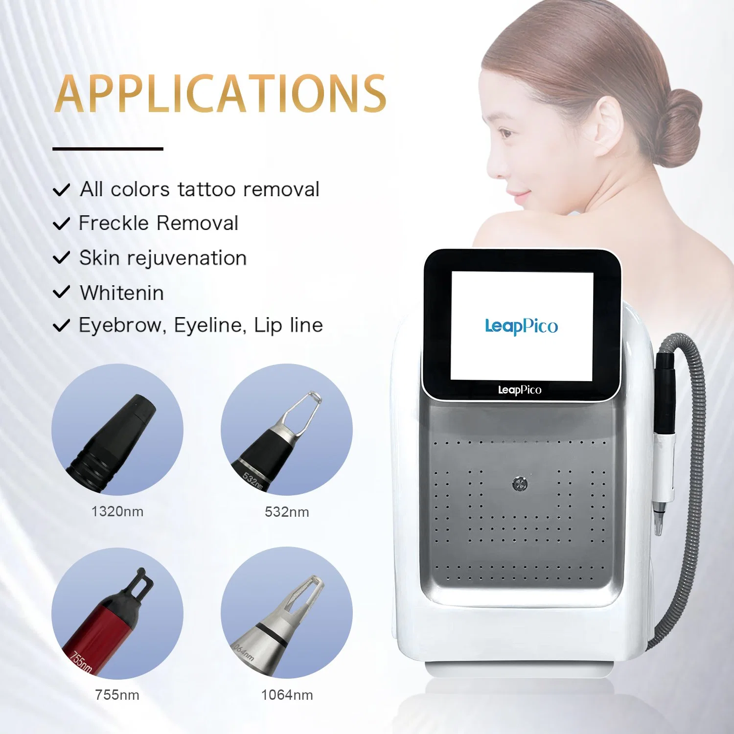 2023 Portable ND YAG Picosecond Laser Tattoo Removal Beauty Machine Pico Laser Skin Whitening Picolaser