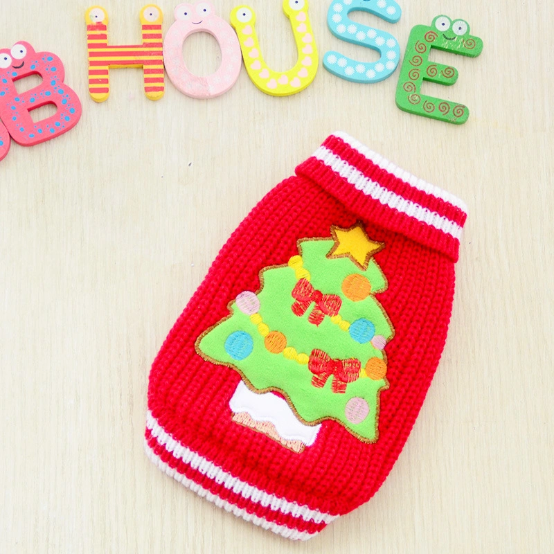 Christmas Tree Quality Red Knitting Dog Clothes for Small Puppy