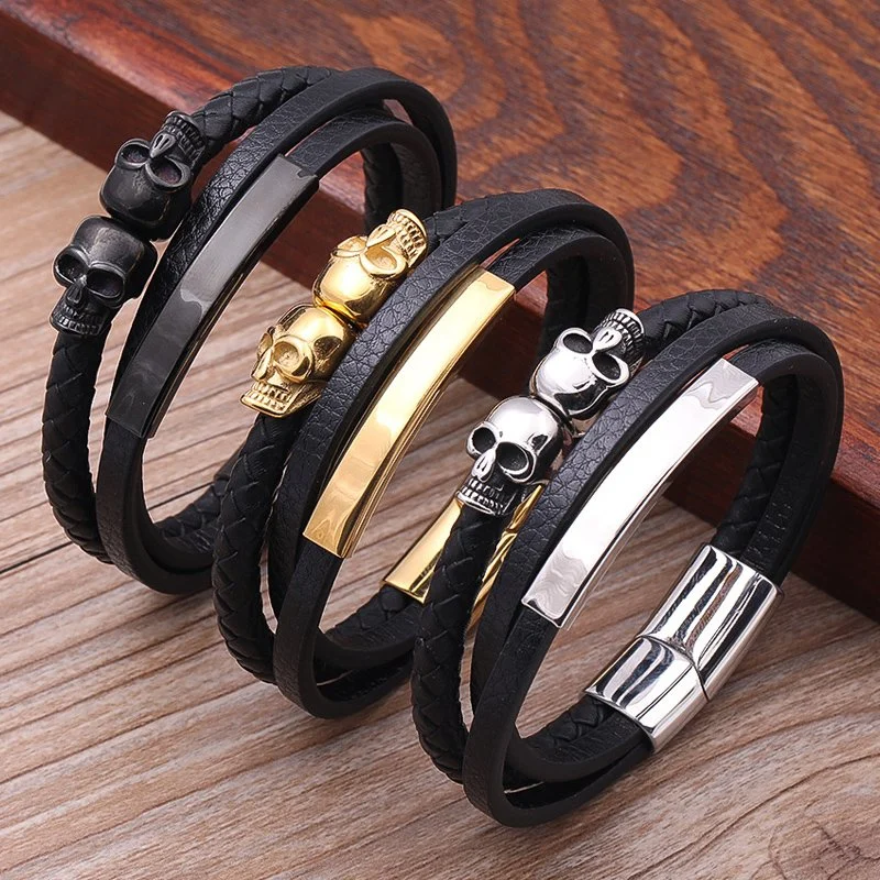 Fashion Stainless Steel Genuine Leather Jewelry Chain for Men (CF-LDB-003)