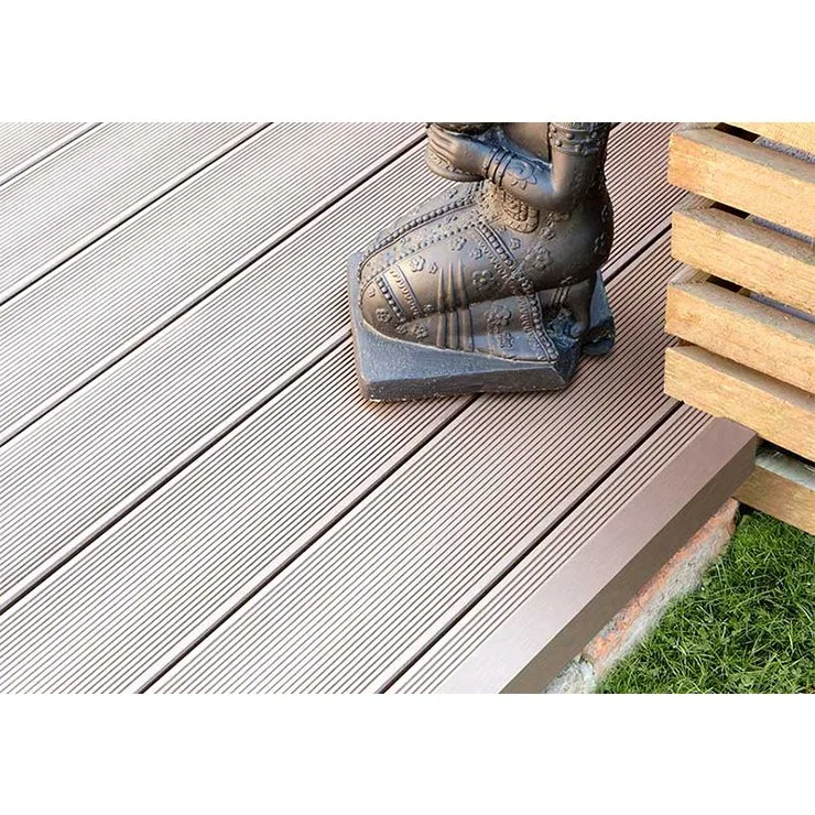 Eco-Friendly Outdoor WPC Decking Flooring Grooved Solid 3D Embossed Deck Board Composite Flooring