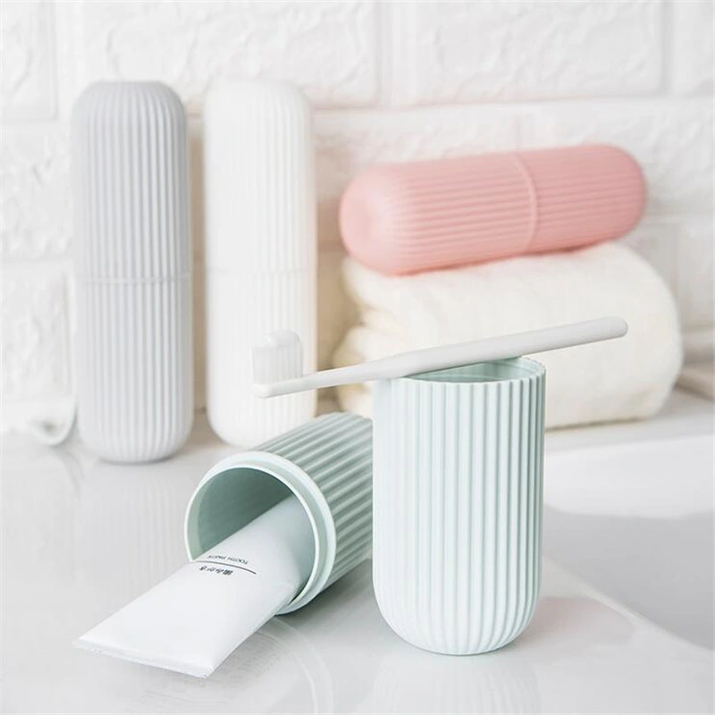 Multi-Functional Jar Gargle Cup Dental Tool Box Storage Striped Toothbrush Travel Portable Set