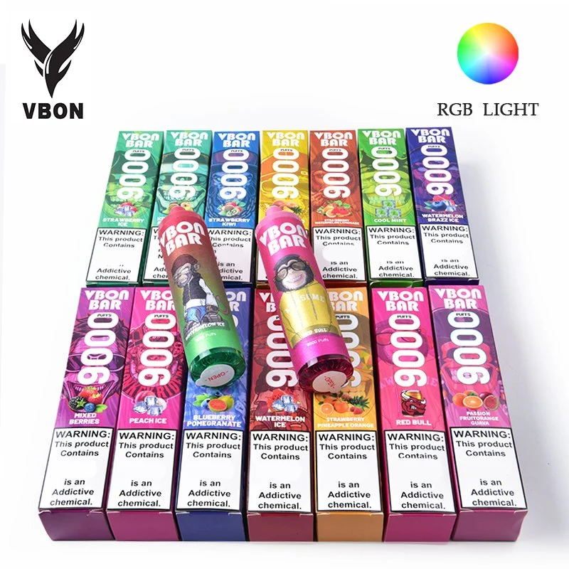 Cartouche de batterie Vbon Bar 9000 Puffs RVB 600 mAh de bonne qualité Préchauffer la cassette