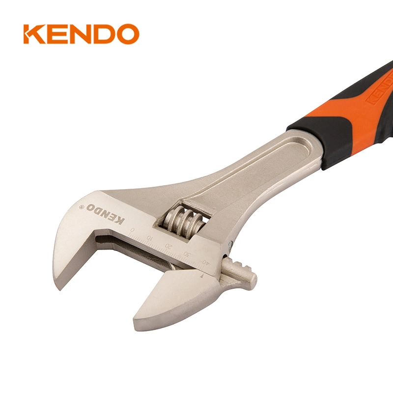 Llave ajustable de mango bimaterial de acero al carbono de 12 pulgadas Kendo