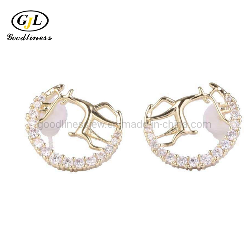 Wholesale/Supplier Christmas Deer Shape Zircon Earring Sweet Lovely Deer Earring Jewelry