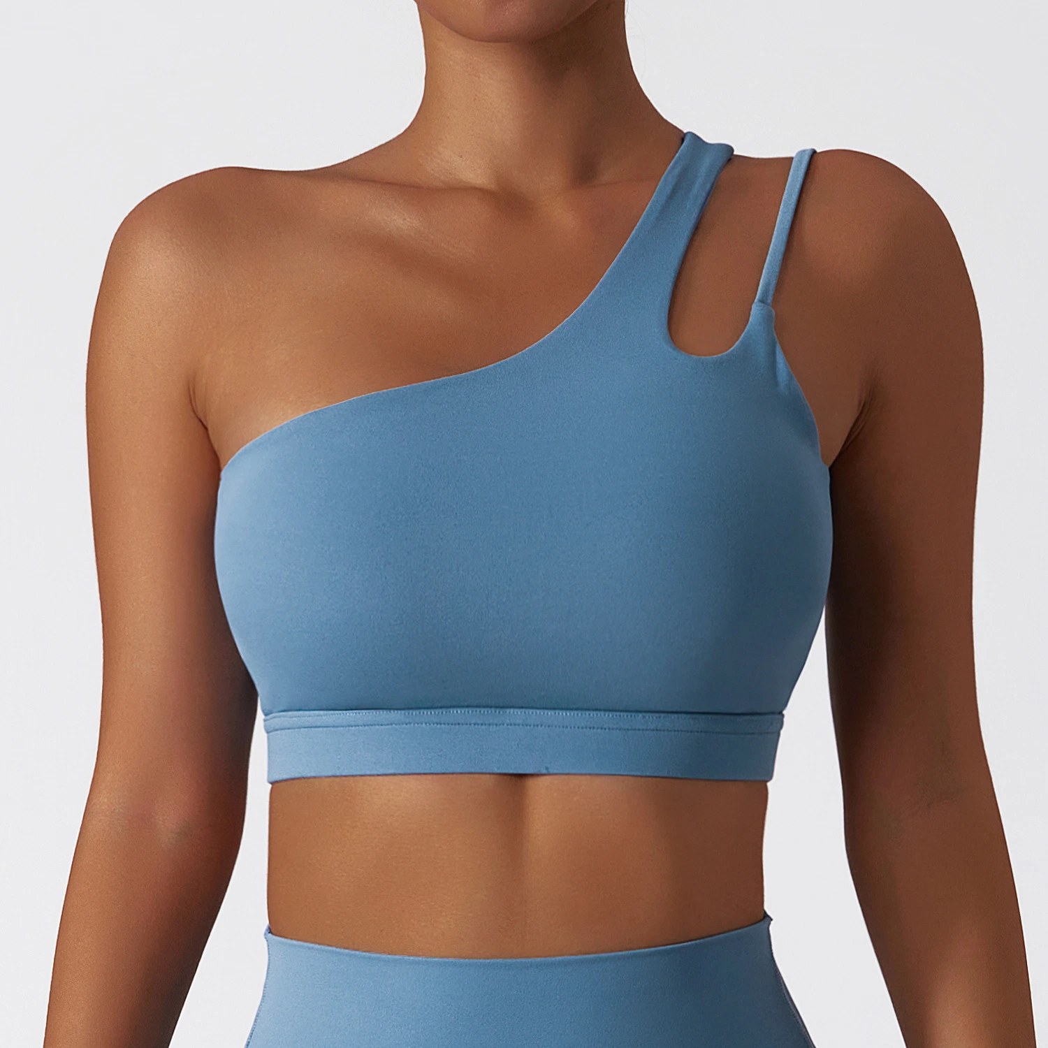 Summer Yoga Bra Sport Bra with One Shoulder Strap Running Gym Fitness Vest Top Breathable Soft and Comfort Fit Quick Drying Bra