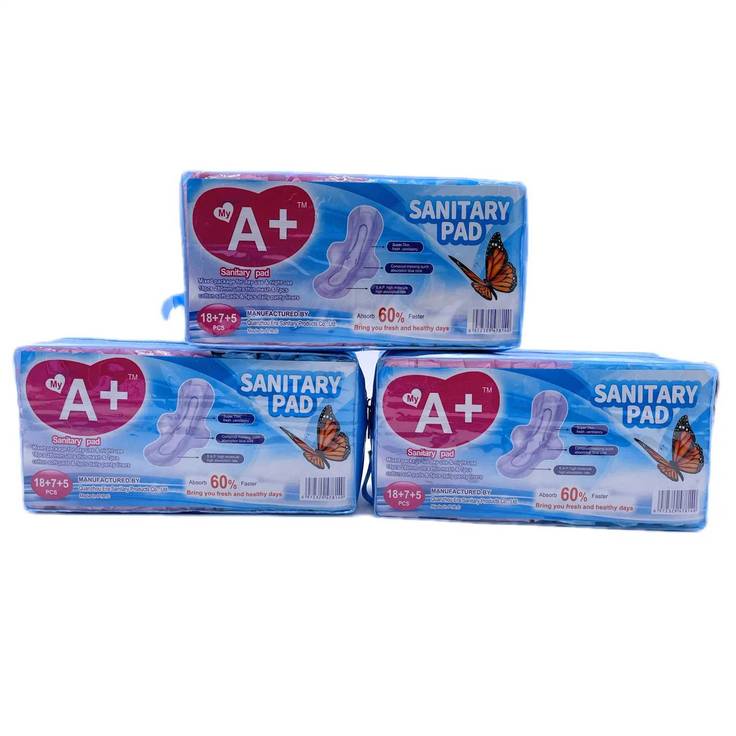 Weibliche Sanitär Pads Kostenlose Probe Günstige Preis Soft Private Label Baumwolle Sanitär Servietten Lady Pads Sanitär Pads